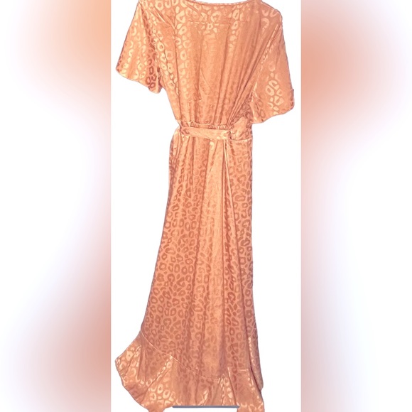 Gold Jacquard LeopardPrint Wrap Midi Dress - Picture 2 of 2